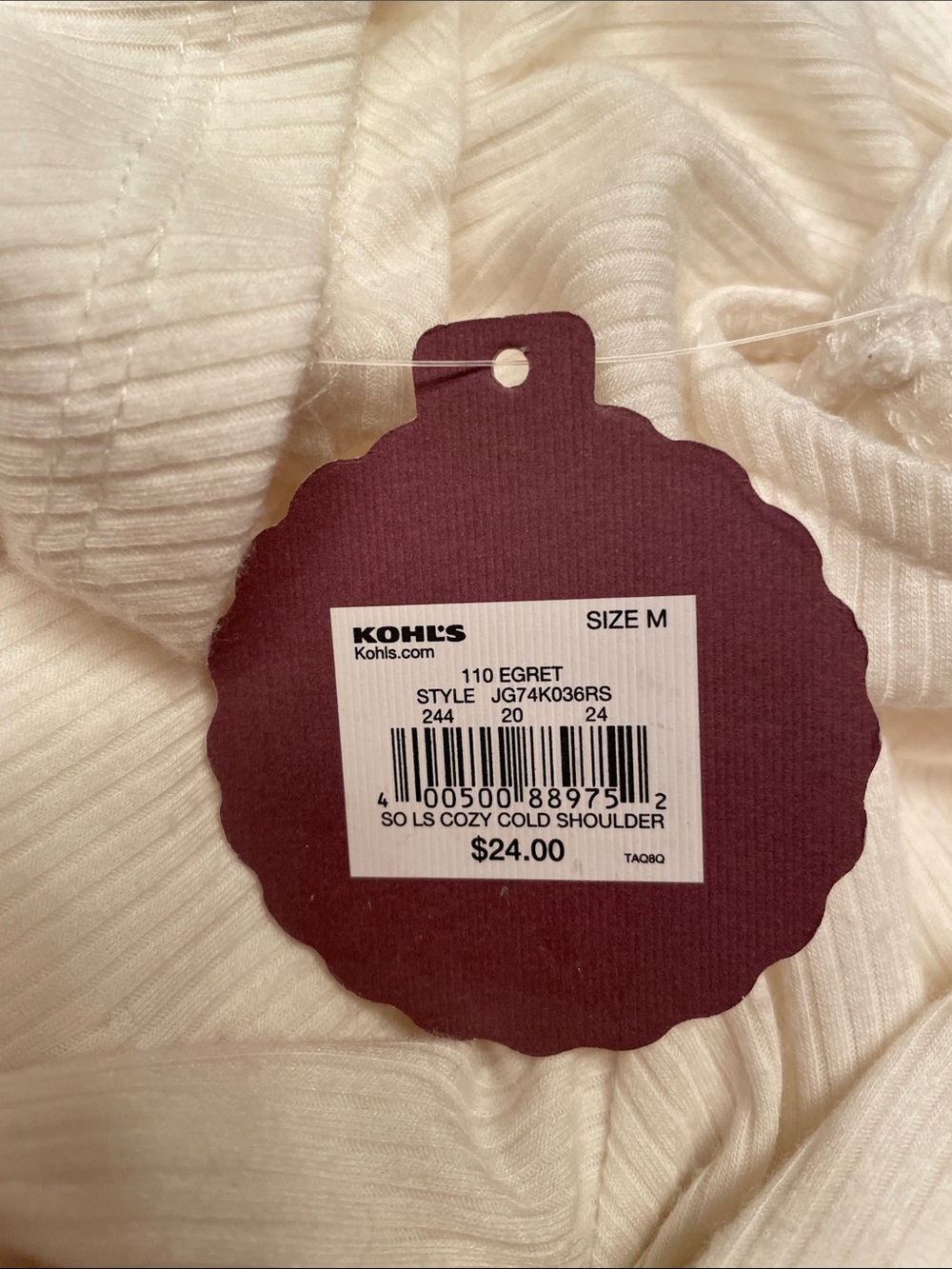 SO Cream Ribbed V-Neck Cold-Shoulder Top - Picture 9 of 11